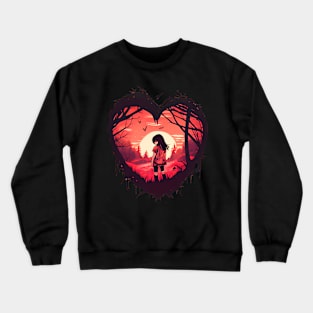 Anime Girl lost Love two Emblem Crewneck Sweatshirt